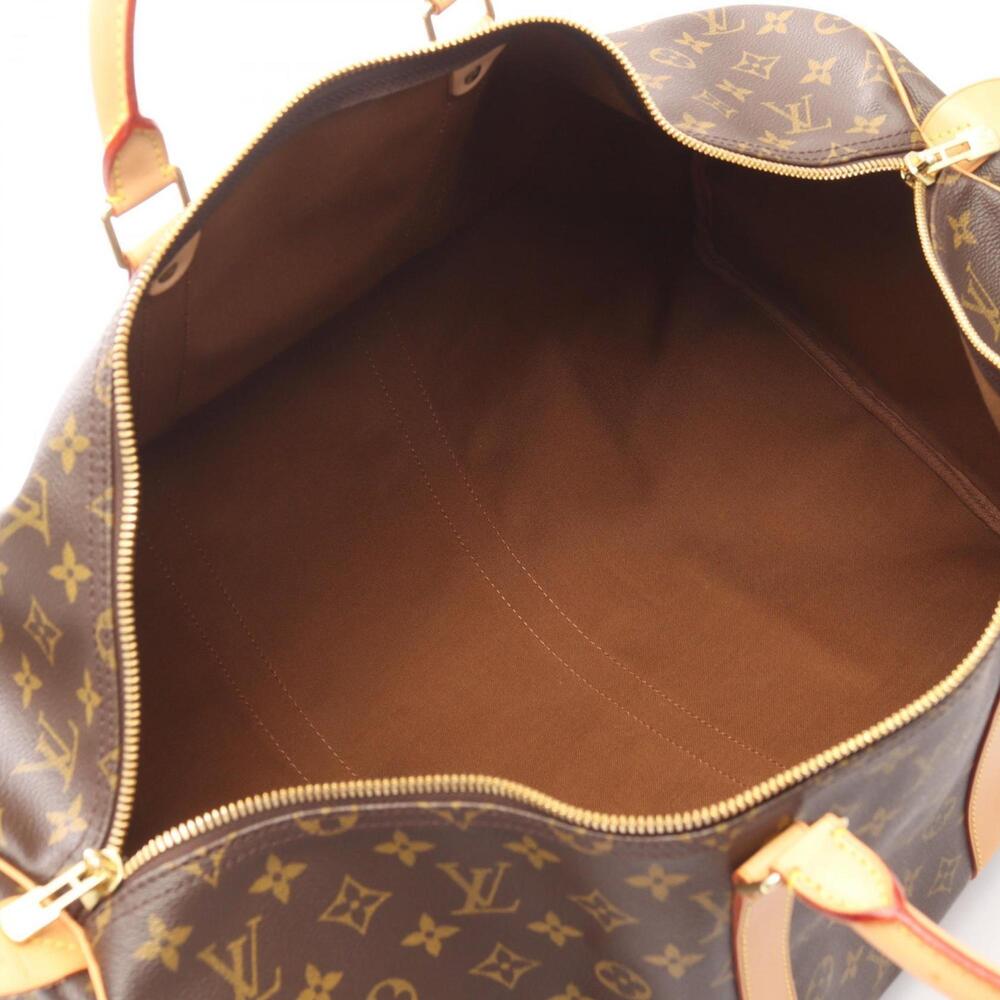 LOUIS VUITTON Authentic Brown Monogram Leather Keepall 55 Boston Bag - Picture 3 of 11